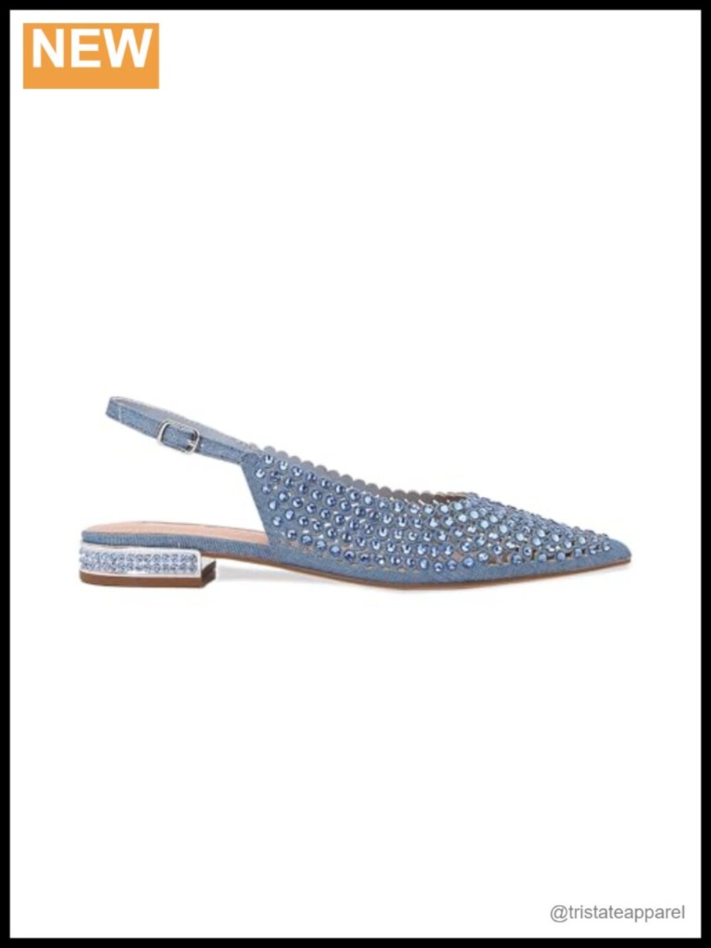 Rhinestone Slingback Flat Pointed Toe Low Heel Dress Shoes